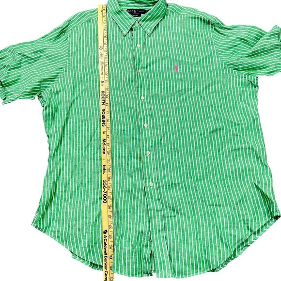 Ralph Lauren 100% Linen Shirt Mens 2XL Green Button Down Preppy - Picture 4 of 9